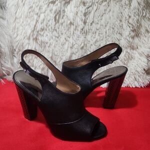 Coach Lillie High Mirrored Block Heel Peep Toe Sandals